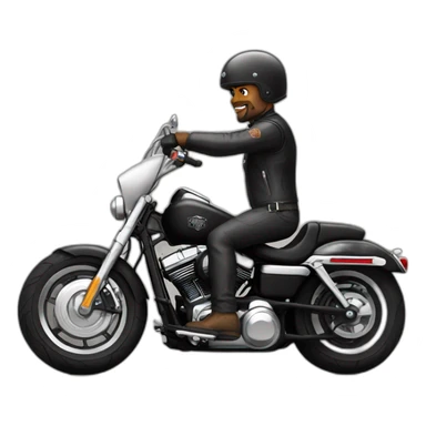Biker with a black helmet on a Harley Davidson sticker