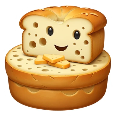 the small and sad bread among the giant cheeses  sticker