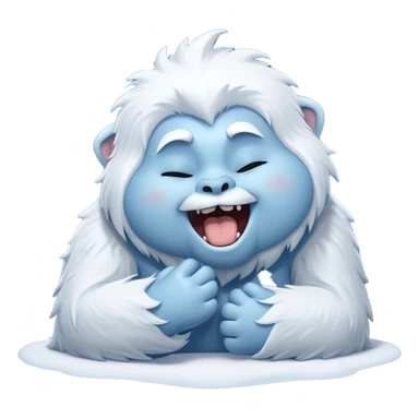 Cinematic Cute Yawning Yeti Portrait Emoji, with a charming, fluffy, snow-dusted figure in gentle whites and cool blues, head tilting back in a wide, endearing yawn with softly closed, peaceful eyes and a content little smile, simplified yet irresistibly adorable, highly detailed with a soft, frosty glow and outline capturing the serene slumber of a yeti! sticker