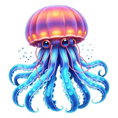 Neon glowing jellyfish-crab-squid sticker