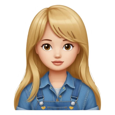 Debby Ryan (long hair with straight bangs) wearing overalls sticker