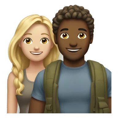 Blonde girl with her boyfriend outdoors smiling sticker