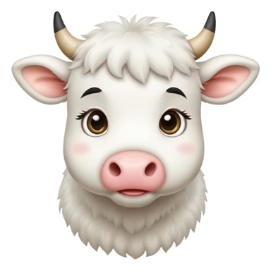 White cow with adorable cute expression that makes you say awww sticker