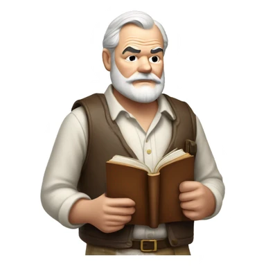 Ernest Hemingway holds a book in his hands sticker