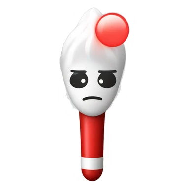 A red K-pop lightstick with FLARE in white sticker