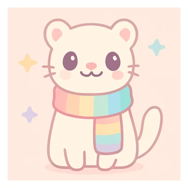 a stoat wearing a rainbow scarf, smiling, vibrant colors, LGBTQ+ pride sticker