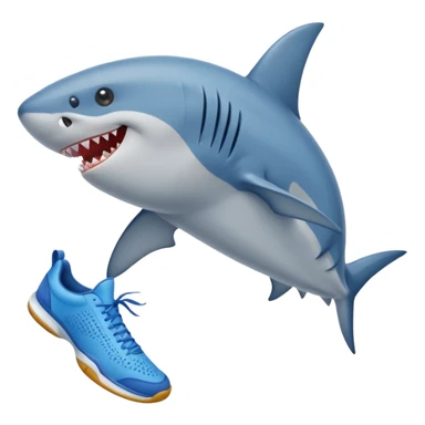 Un requin qui porte des chaussures de tennis bleu sticker