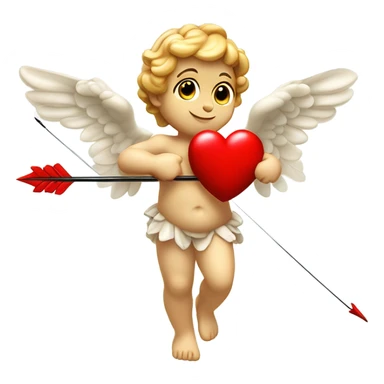 cupid with a bow with heart red sticker