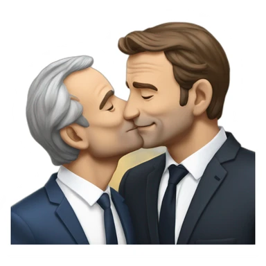 Jean Luc Melanchon kisses Emanuel Macron sticker