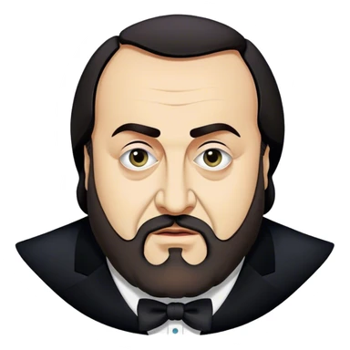Cinematic Realistic Luciano Pavarotti Portrait Emoji, depicted as a charismatic operatic tenor with expressive eyes and commanding stage presence, rendered with rich elegant textures and warm theatrical lighting that captures his timeless vocal brilliance. sticker