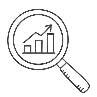 business research hand drawn outline icon with graph sticker
