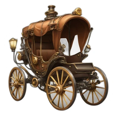 carriage electric steampunk without horse simple cartoon clear background sticker