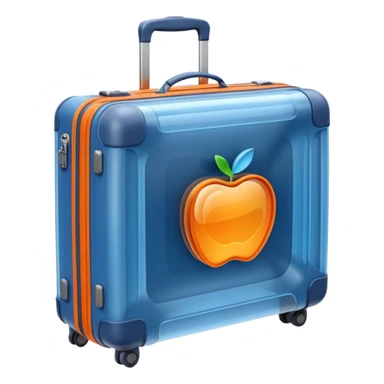 3D render of Suitcase Scan, X-Ray imaging aesthetic, translucent materials showing internal structure, orange and blue airport security style scan of a bag, medical scan style, Apple emoji style, isolated on white background --v 6.0. sticker