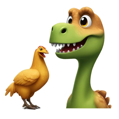 dinosaur saying hi to a chicken sticker
