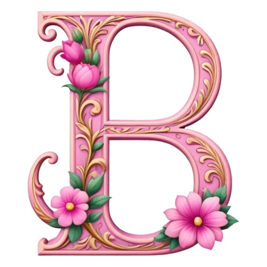 Pink, romantic, flowery, the letter “f” sticker
