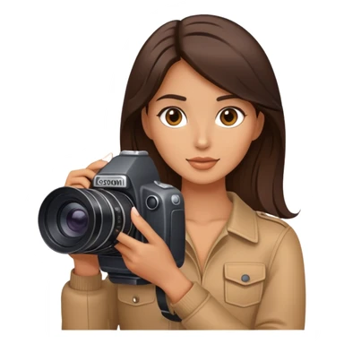 Brunette model with a camera sticker