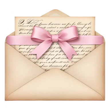 vintage love letters in envelope tied with a baby pink ribbon  sticker