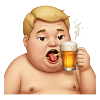 Drunk fat person chugging a beer sticker