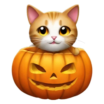 cat inside halloween pumpkin sticker