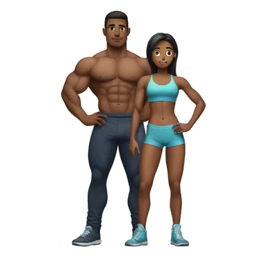muscle girl standing next to a boy sticker