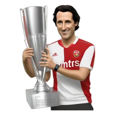 unai emery holding europa league trophy sticker