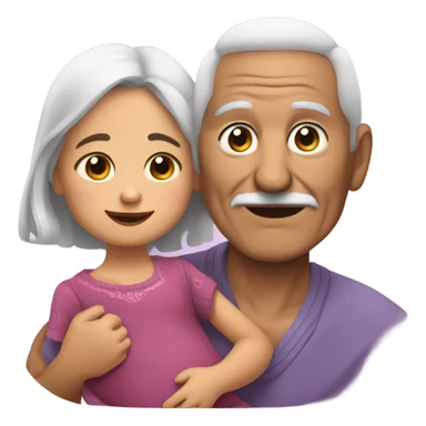 Very old Mexican man with grand daughter and great granddaughter baby sticker