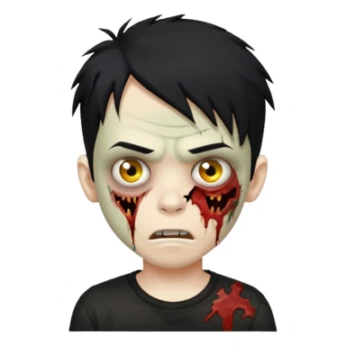 boy zombie with black hair emo black tshirt sticker