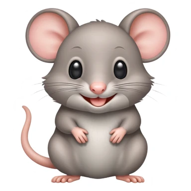 Crea un emoji de un ratón muy adorable riéndose  sticker