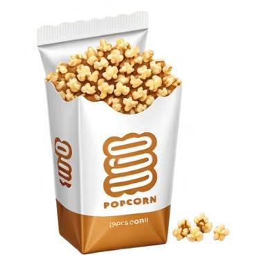 minimalist caramel popcorn in a plain package, golden brown caramel color, extremely simple design, no text, glossy iOS emoji style sticker