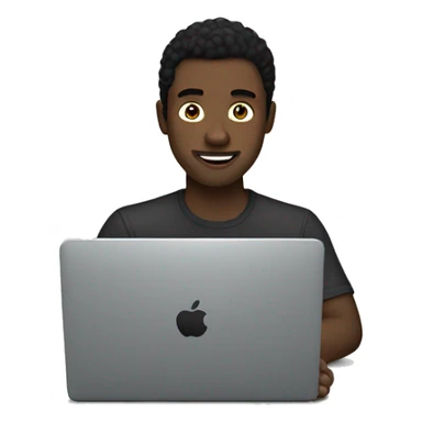 a white skin black hair guy behind a laptop sticker