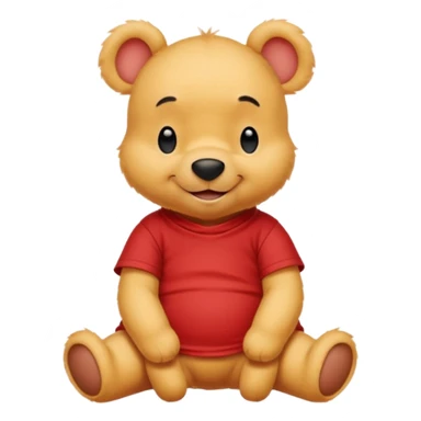 a cute sitting whinne the pooh in a red t shirt sticker