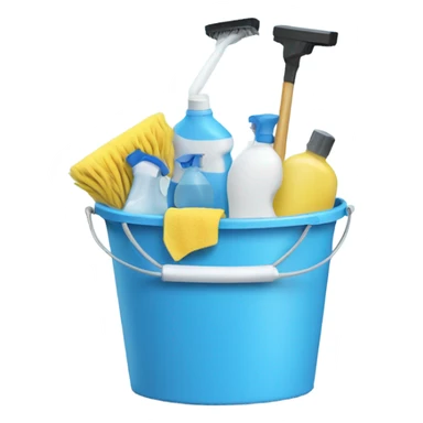 Bathroom Cleaning supplies in a bucket light blue  sticker
