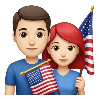 american flag hold in hands by a couple sticker