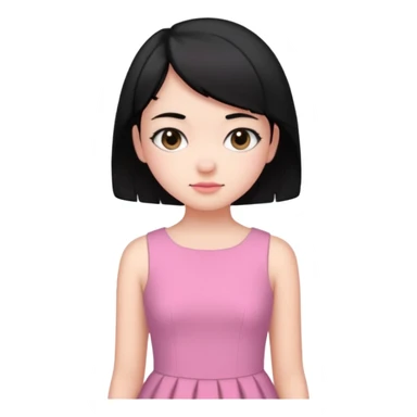 Un emoji de una. Chica adolescente vestido rosado pelo corto negro casi por los hombros sticker