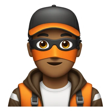 men with orange cap with striped shirt and black mask ang brown pants  sticker
