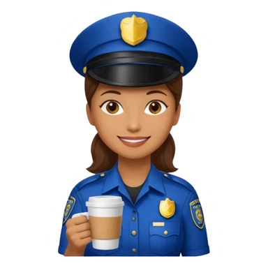 woman police holding coffee sticker