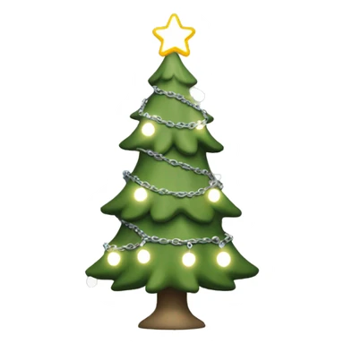 Sage green christmas tree with chain lights and white decorations sticker