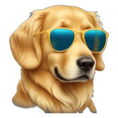 Golden retrivier with sunglasses sticker