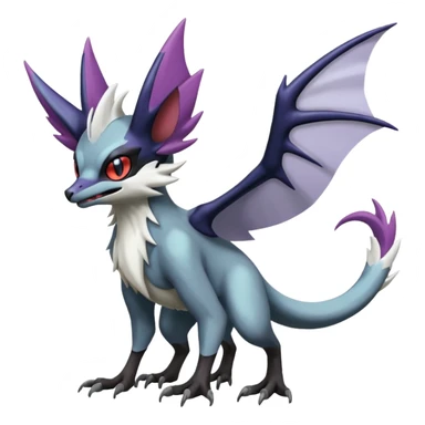 Shiny Noibat-Noivern-Mightyena-Silvally-Fakémon-hybrid-creature (full body)  sticker