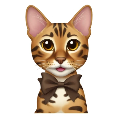 2 bengal cats with brown bow sticker