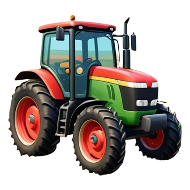 An icon showing close-up tractor in a colorful rural landscape, inspired by Farming Simulator 22. The design features vibrant fields, barns, and crops under a bright sky, with tractors working the land. The peaceful and immersive farming environment is highlighted with a transparent background sticker
