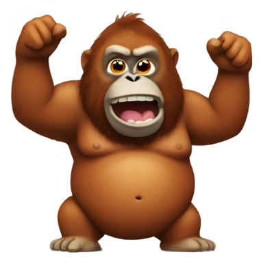 fat orangutang covered in mud pointing sticker