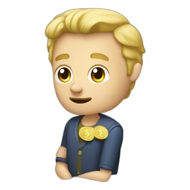 blonde caucasian middle-age male with small beard counting money sticker