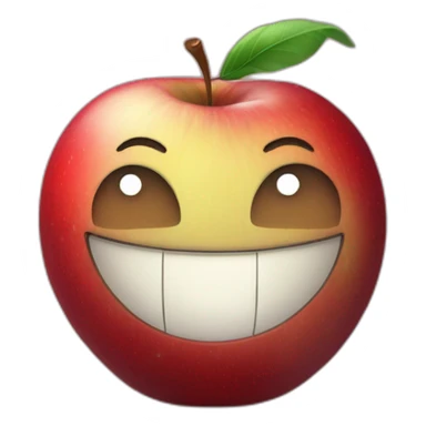 round apple planet with a cartoon smirking with big courageous eyes sticker