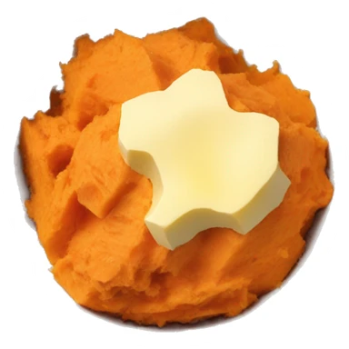mashed sweet potatoes in a bowl with butter on top sticker