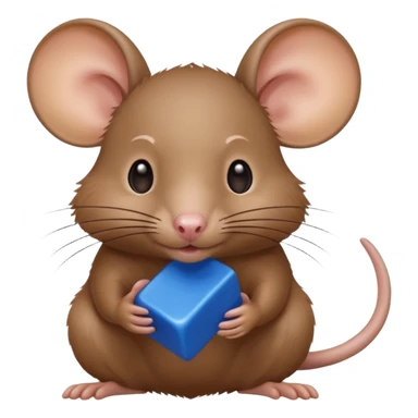 raton comiendo bloque azul sticker