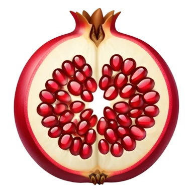 cut-open pomegranate showing the shiny, ruby-red seeds inside sticker