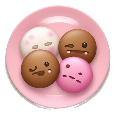 Brown and pink Mochi on a plate  sticker