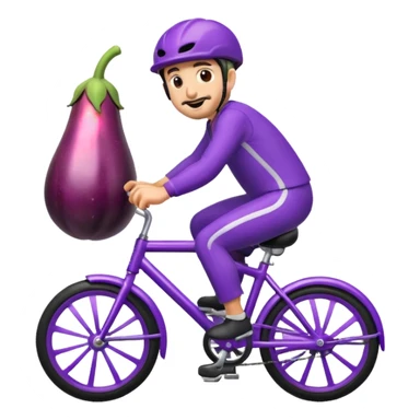 Eggplant riding bike sticker