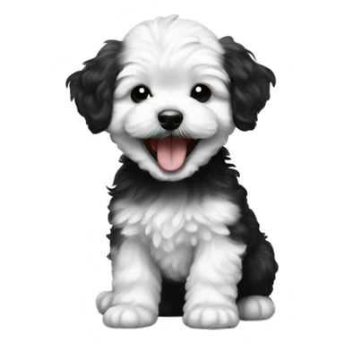 Baby maltipoo black puppy laughing and happy  sticker